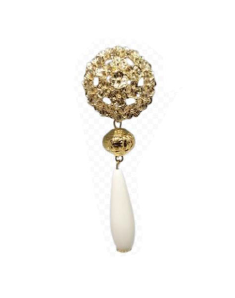 pendientes-lagrima-blanca-cabezal-redondo-dorado